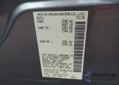 2018 Nissan Leaf Sv из США, поврежденный, VIN 1N4AZ1CPXJC308145